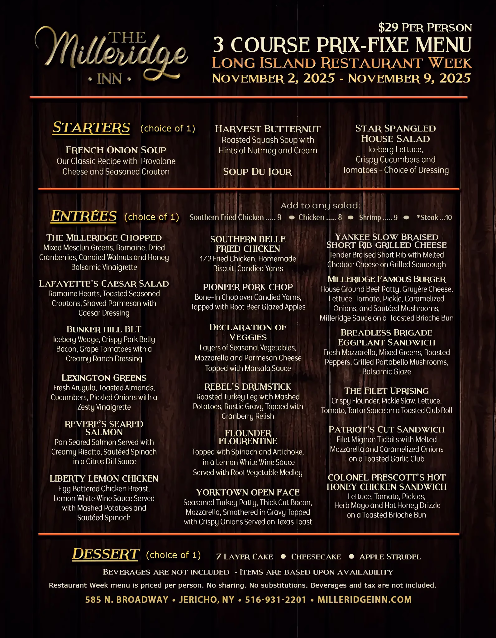 Restaurant Week at the Milleridge Restaurant Week at the Milleridge