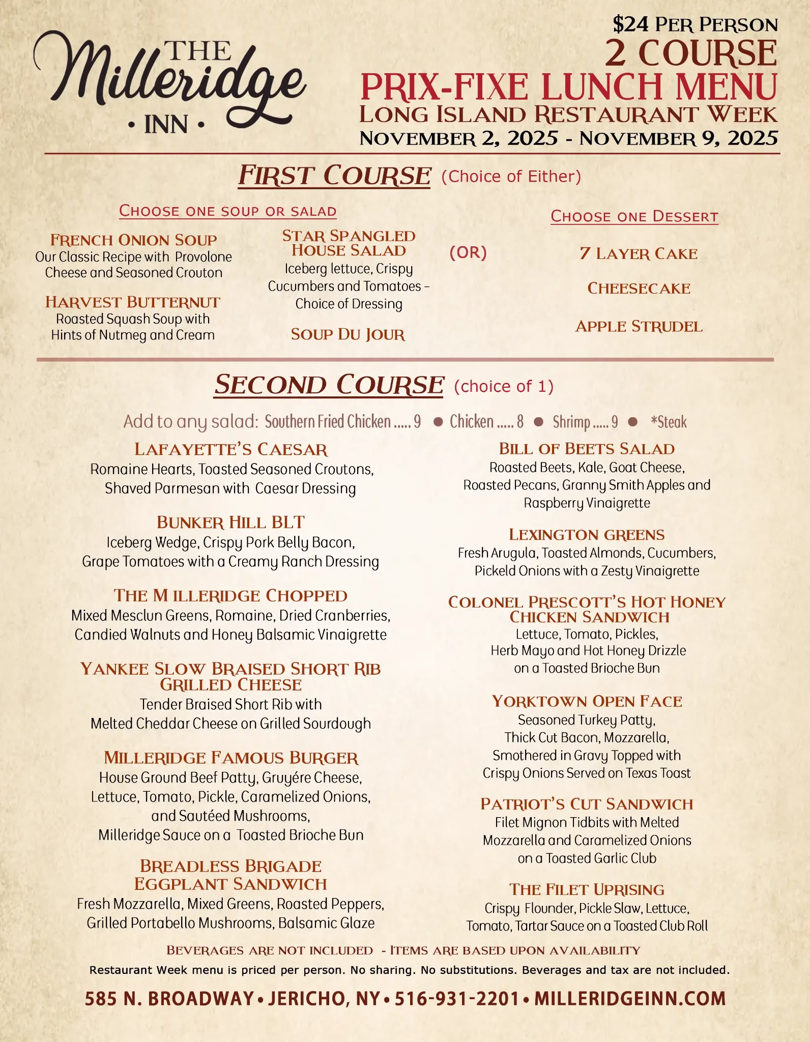 Restaurant Week at the Milleridge Inn