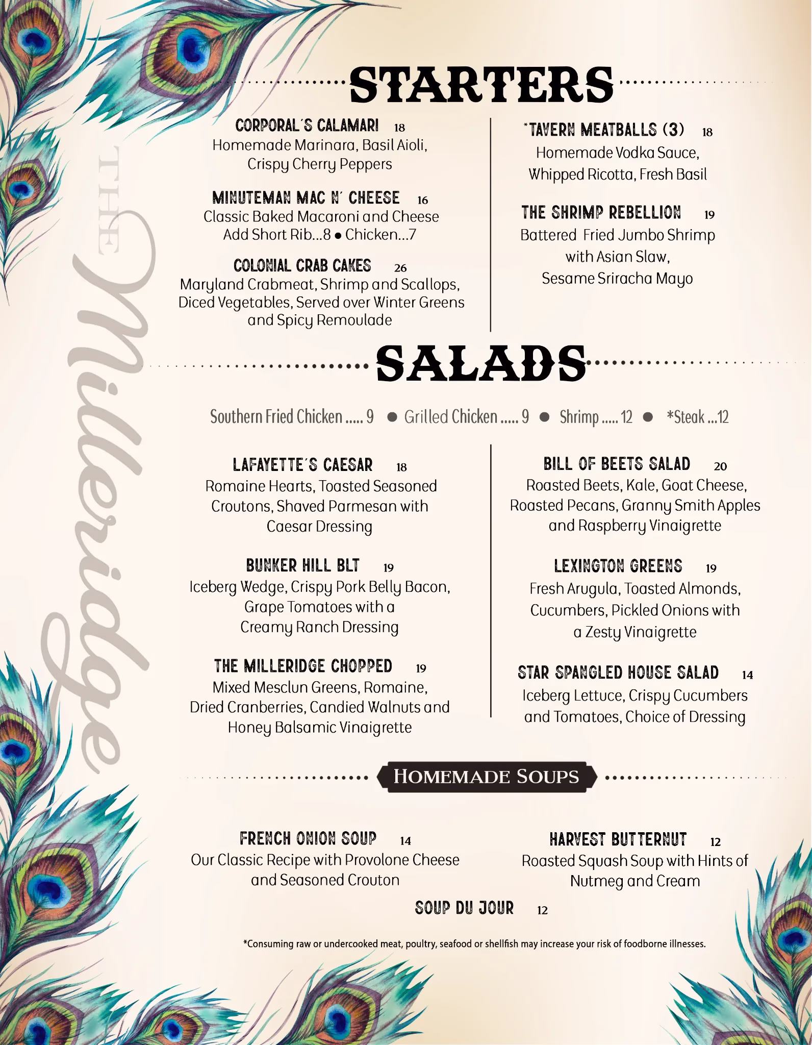 Milleridge Inn Restaurant Menu