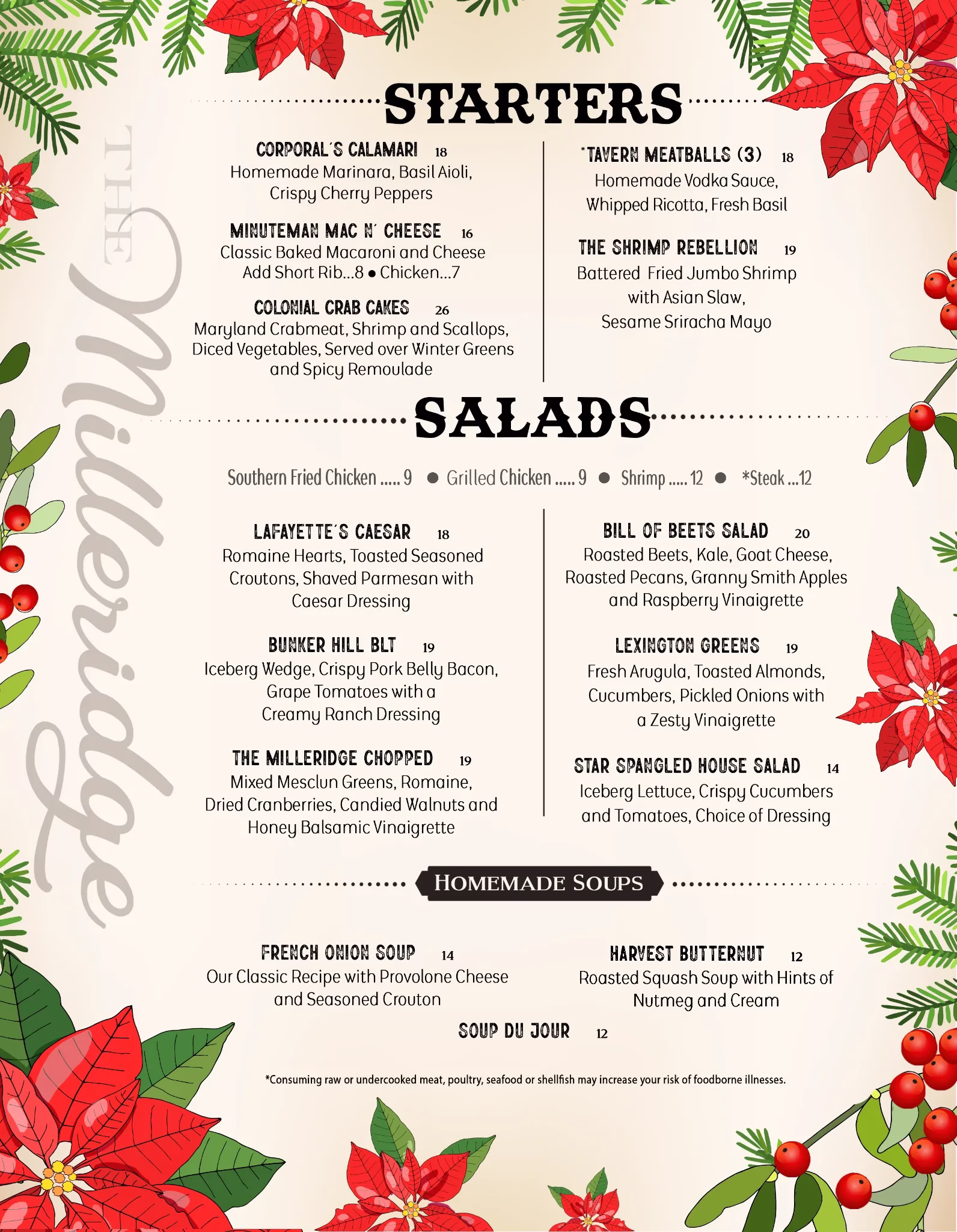 Milleridge Inn Restaurant Menu